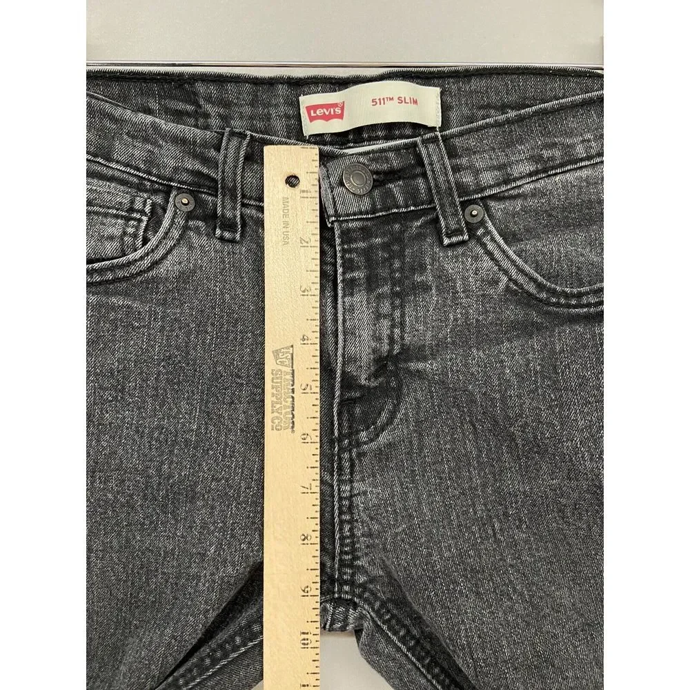 Levis‎ 511 Jeans YOUTH BOYS 16 SLIM 28x28 Straight Black Medium Wash Stretch